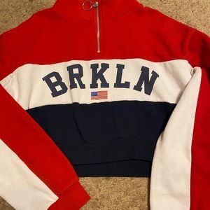 cropped half zip sweater